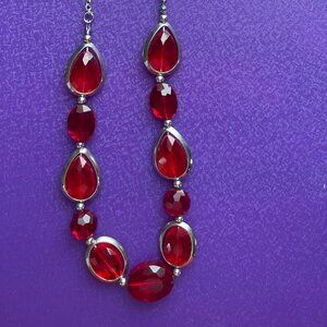 Bundle 3 for $12.  Red and Silver Toned necklace
